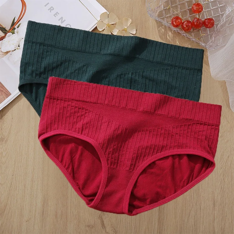2PCS Panties Set Bodyshaper Panties Women's Underwear Sexy Briefs Female Underpants Seamless Pantys Intimates Lingerie 8 Colors