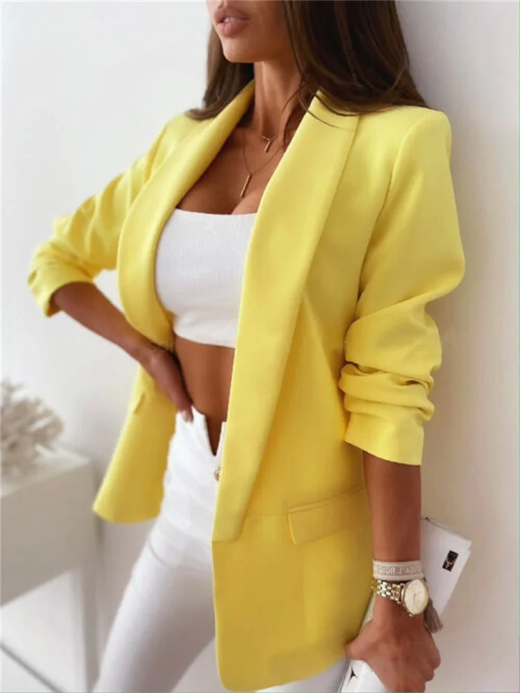 New Solid Color Long Sleeve Small Suit Ladies Jacket