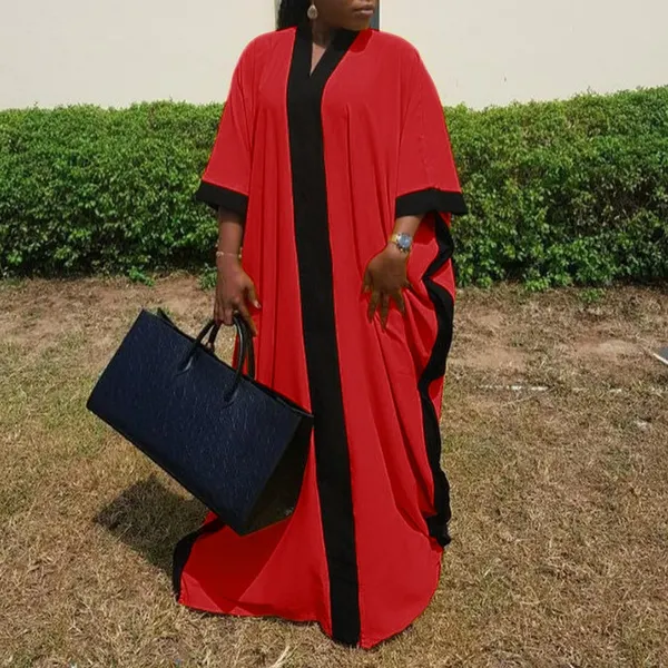 Womens Sleeve Necks Casual Loose Solid Colors Asymmetrical Kaftan Dresses Robes Longues