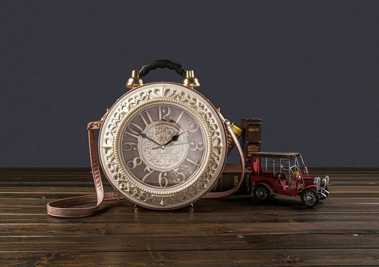 High Quality Pu Leather Handbags Fashion Real Clock Shoulder Bag Casual Crossbody Bags for Women Vintage Female Messenger Bags