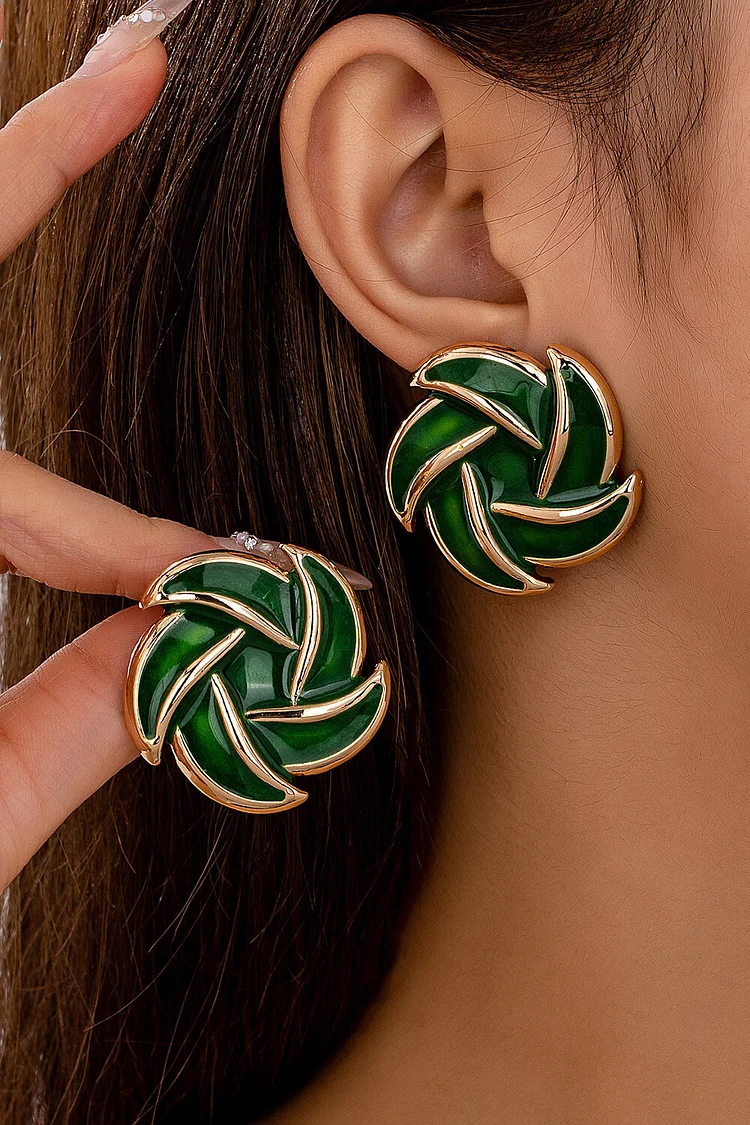 Fashion Purple Dripping Oil Flowers Shaped Smooth Earrings 2024 - Xpluswear