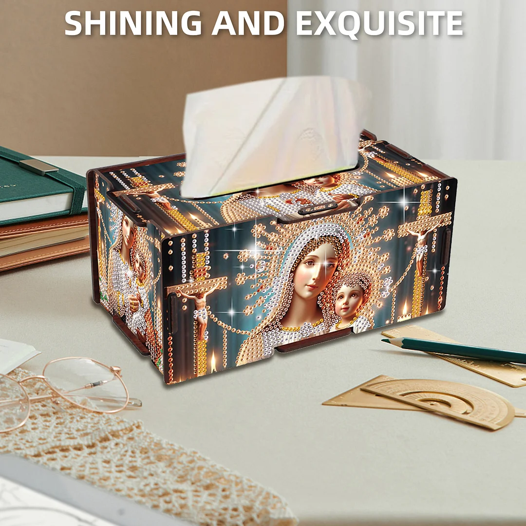 Wooden Diamond Painting Tissue Box for Home and Office Decoration (ZJH029)