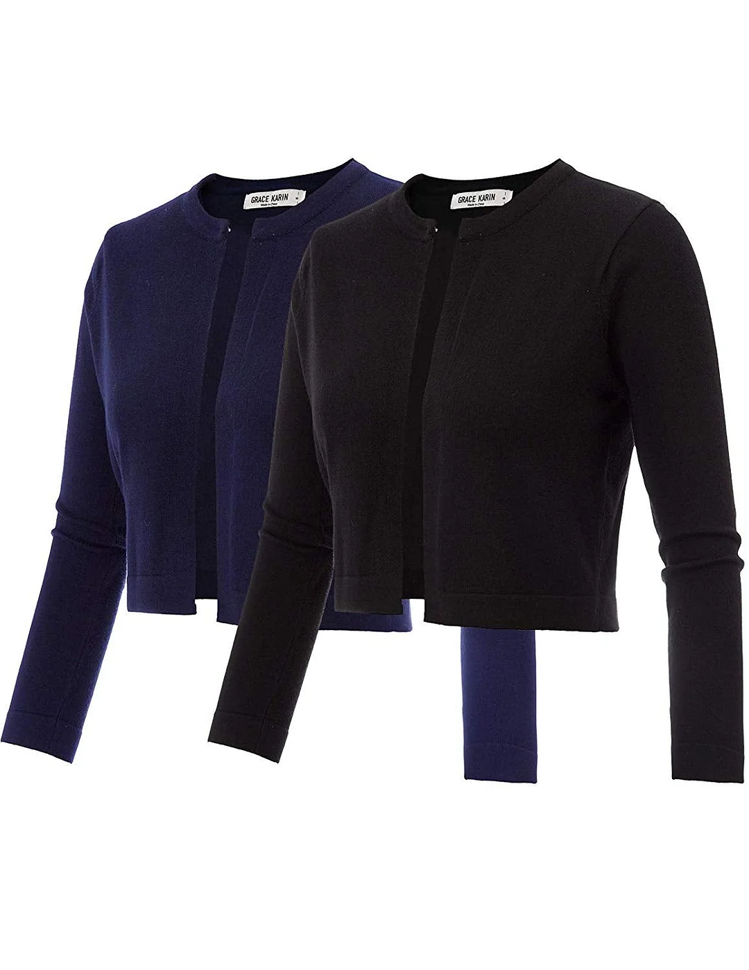 Women's 3/4 Sleeve Open Front Knit Cropped Bolero Shrug Cardigan Sweater