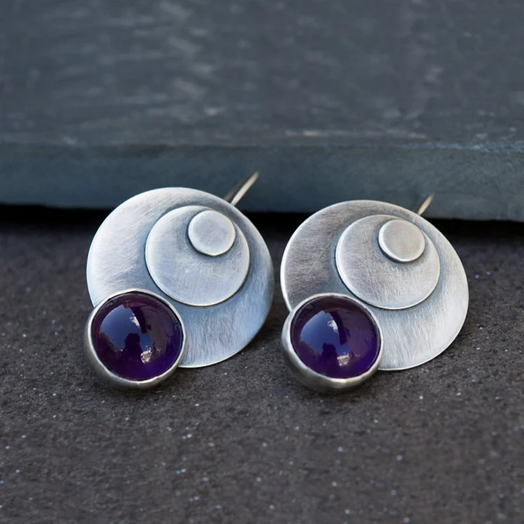 Retro Geometric Circular   Earrings
