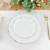 10 Pack | 6" White Hard Plastic Dessert Plates with Gold Ruffled Rim, Heavy Duty Disposable Salad Appetizer Dinnerware