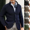 Vintage Stand Collar Single Breasted Cardigan Knit Jacket