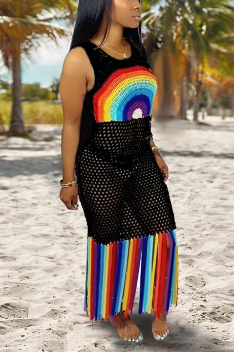 Sexy Mesh Print  Beach Dress Swimsuit