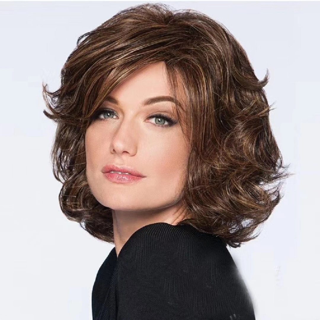 New Fashion Ladies Short Curly Hair Chemical Fiber Headgear Wig -vasmok