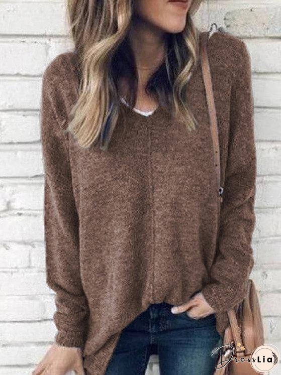 Women's Relaxed Fit V-Neck Long Sleeve Top