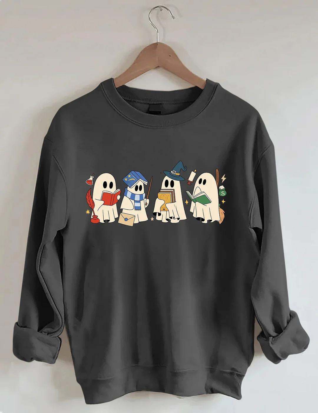 Halloween Ghosts Reading Book Sweatshirt