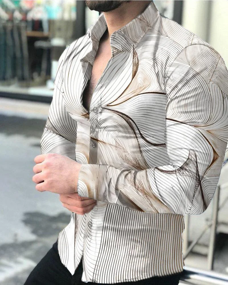Men's Casual Printed Long-Sleeved Shirt04