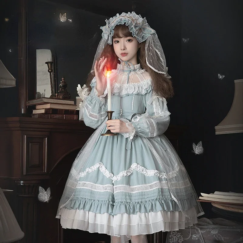 Elegant Blue Lace Lolita Dress SP17637