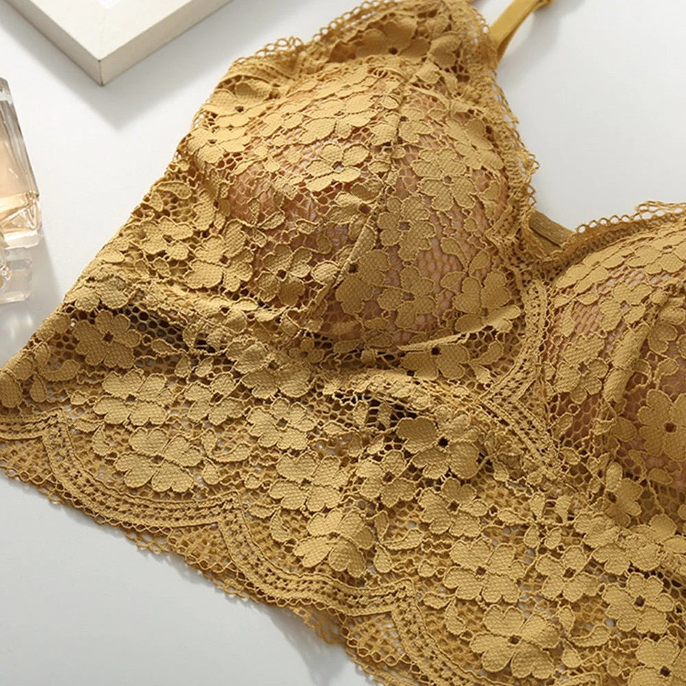 New Arrival Women Push Up Wireless Floral Lace Bra Top Women Bralette Underwear Lingerie Full Cup Hot Sale