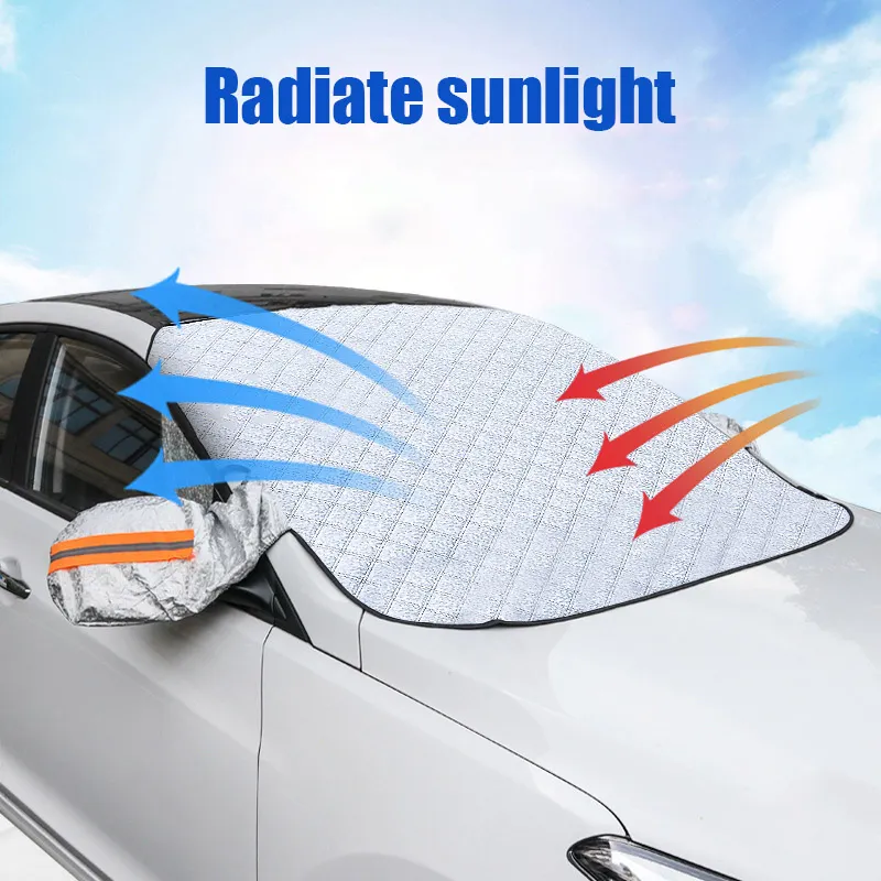 JD Magnetic Auto Exterior Front/Rear Windshield Block Cover Visor Car Sunshade Grey PE Business/Luxury Universal Fit Snow Ice