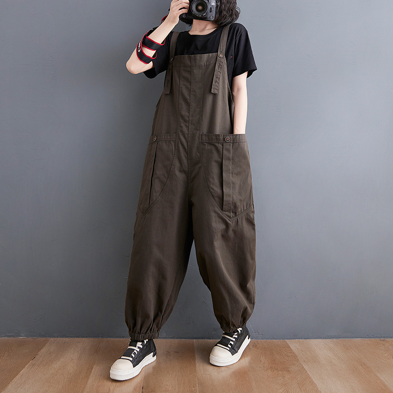 Loose Casual Solid Color Big Pockets Haren Jumpsuit