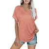 Women's Solid Color V-Neck Loose Short-Sleeved T-Shirt