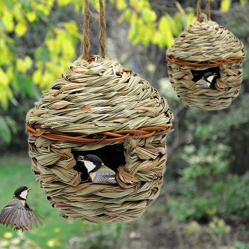 Grass Hand Woven Bird House For Outdoor Hanging