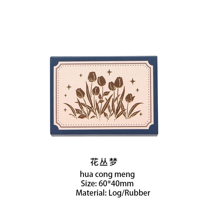 JIANWU Beautiful Night Series Wooden Stamp Four Leaf Clover Moon Starry SkyWooden Rubber Stamp for Scrapbooking Craft Supplies