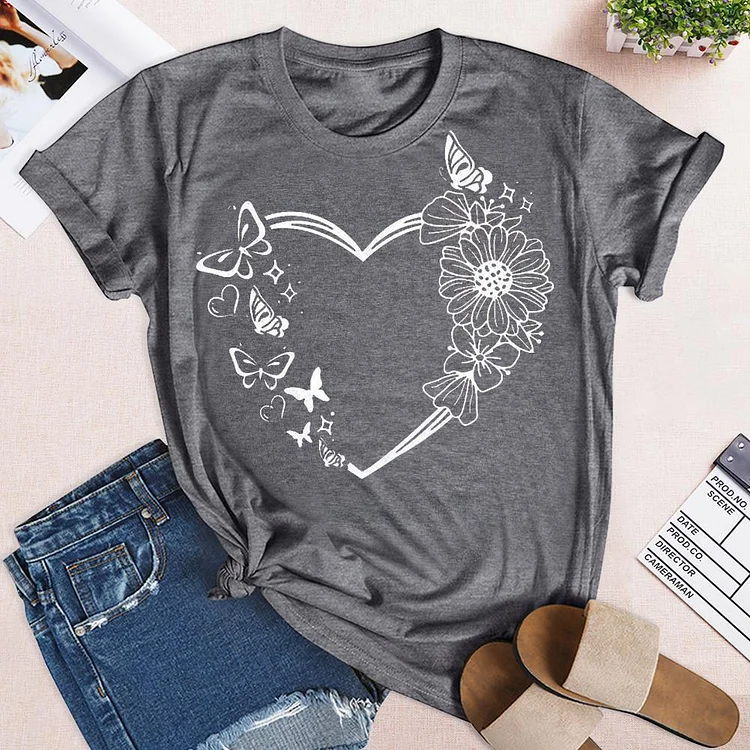 Butterfly Heart T-Shirt Tee --Annaletters