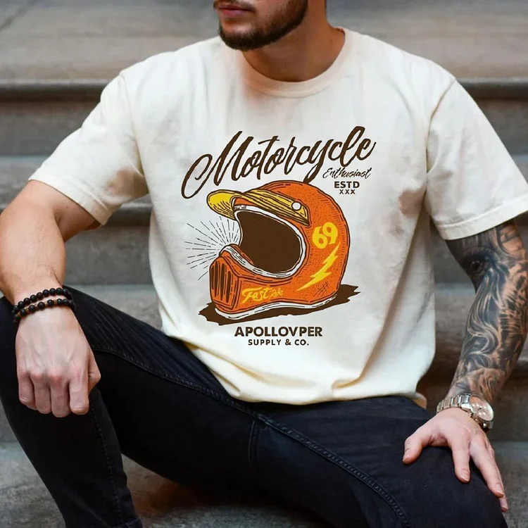 Illustration Motorcycle Helmet Cool Men's T-Shirt