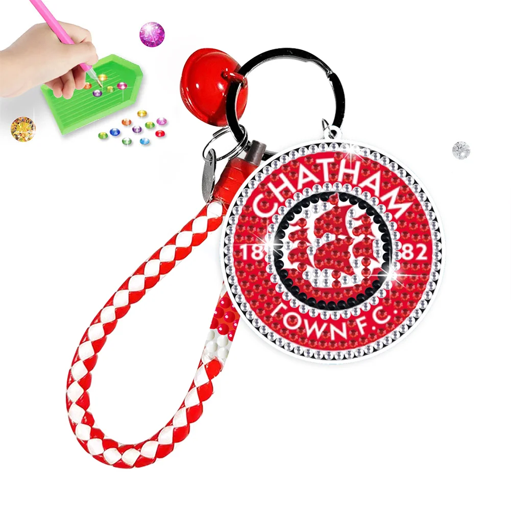 【Upgrade】DIY Chatham Town F.C. Logo Double Sided Rhinestone Painting Keychain Pendant for Adult