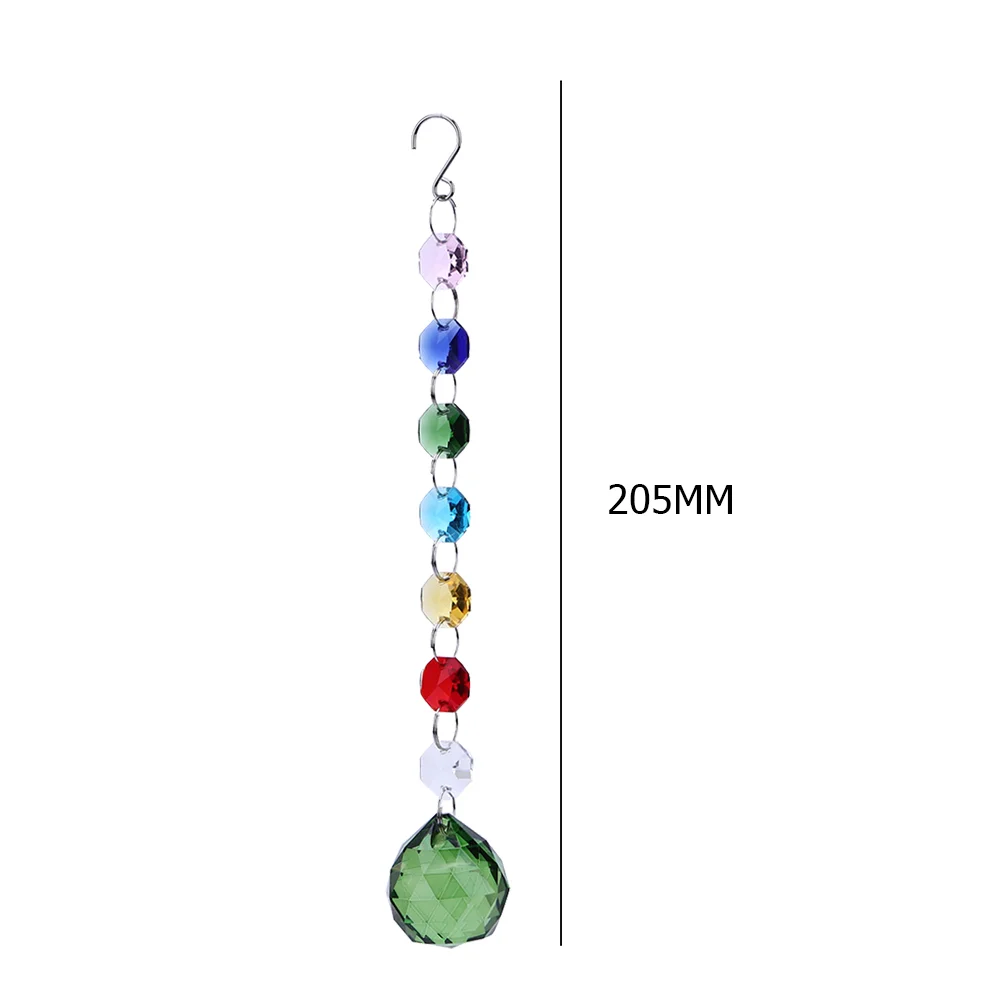 Hanging Crystal Ball Rainbow Prism Light Catcher Wind Chimes Decor (Green)