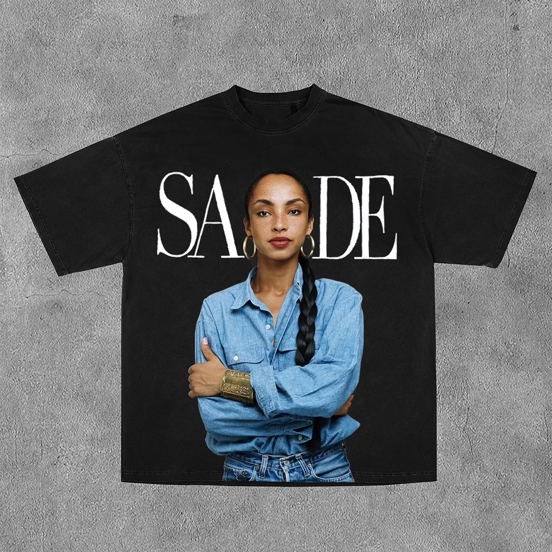 Basic Fashion Sade Adu Print Short Sleeve T-Shirt