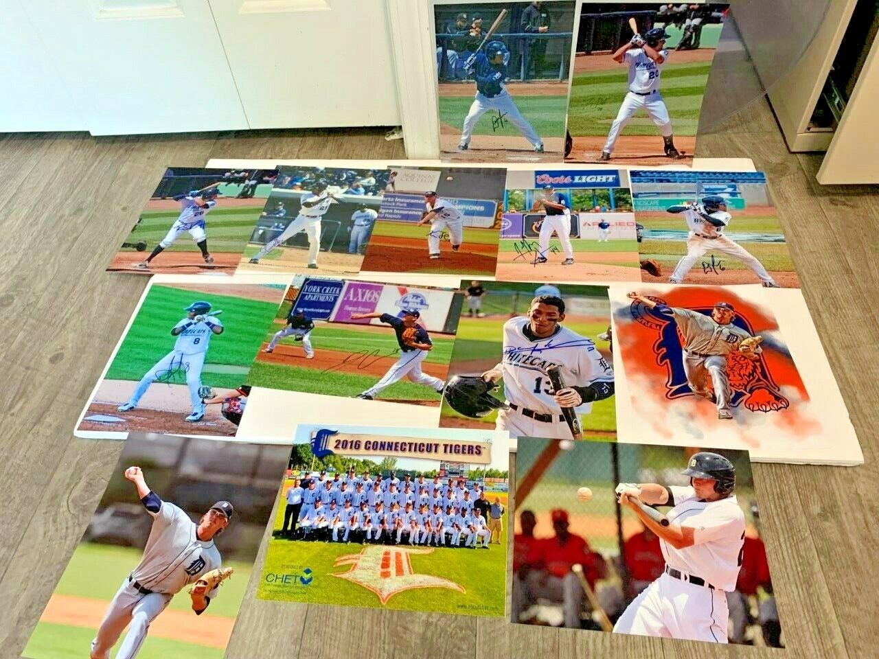 Lot of 10 former Detroit Tigers baseball prospects signed 8x10 Photo Poster paintings Whitecaps