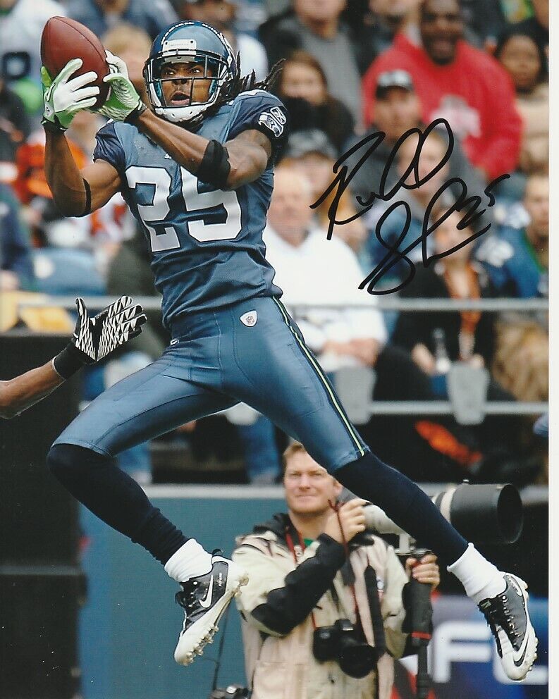 RICHARD SHERMAN SIGNED SEATTLE SEAHAWKS FOOTBALL 8x10 Photo Poster painting #5 NFL AUTOGRAPH