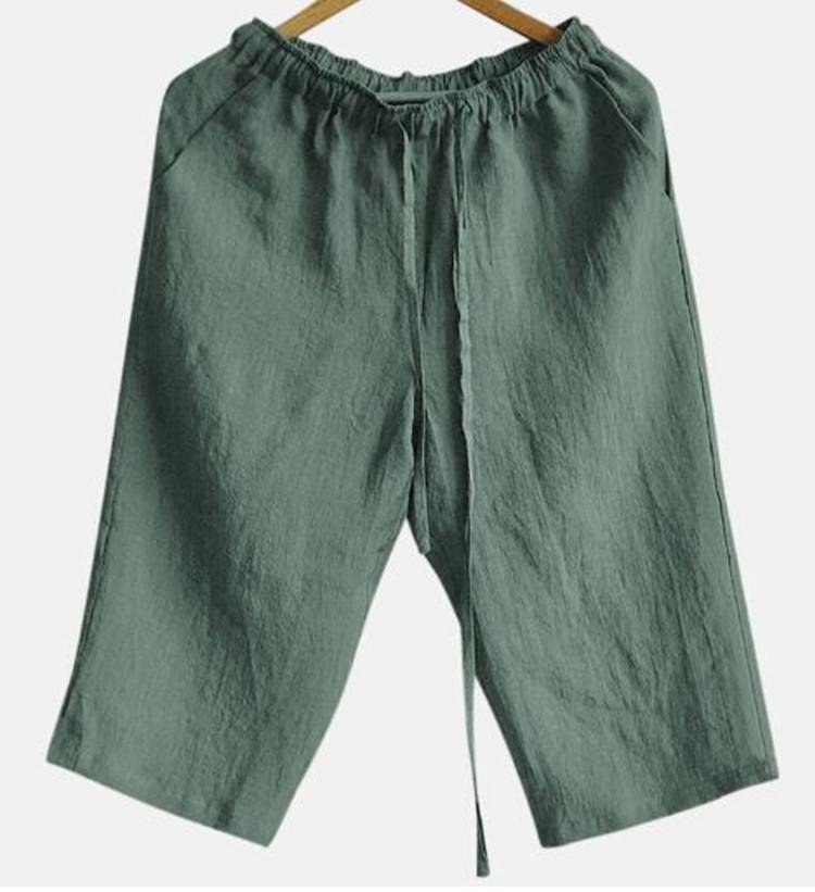 Men’s Cotton Linen Casual Short Pants Loose Breathable Shorts