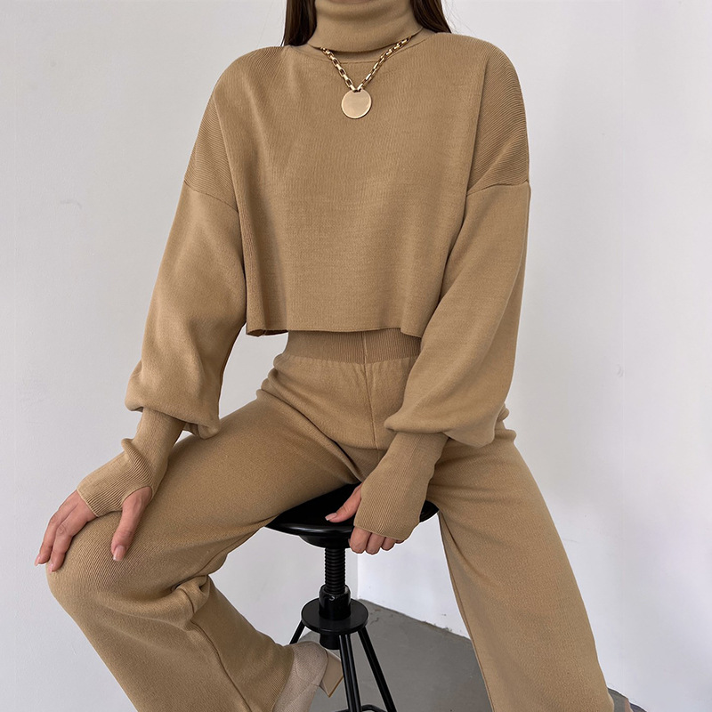 Rotimia Casual Loose-fitting Long-sleeves Top and Pants Two-piece Set