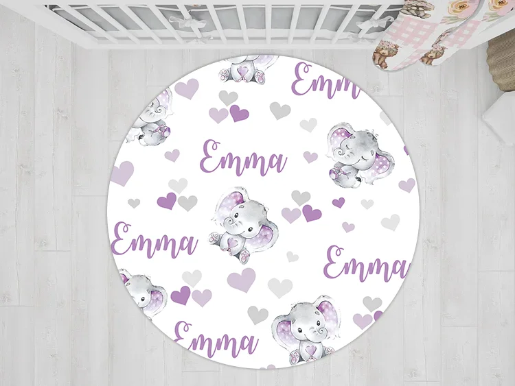 Personalized Elephant Round Rug|R155