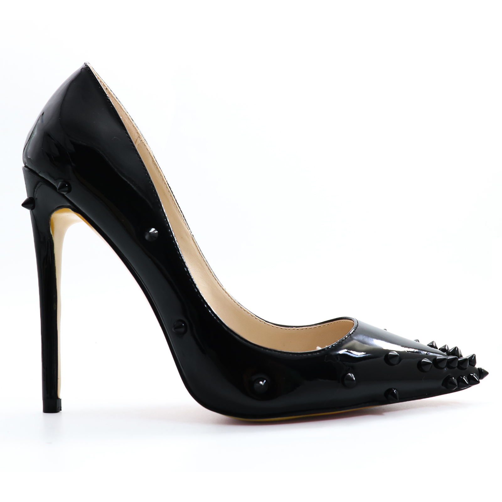 100mm Women's High Heels Fashion Pumps Party Studded Black Stiletto-vocosishoes