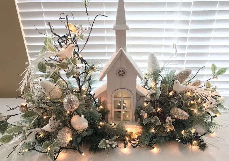 🔥Christmas Sale End Soon🔥Christmas Birch Pinecone Centerpiece🎄Winter Home Decor
