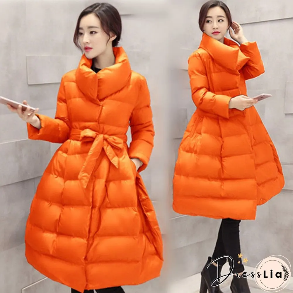 New Women Winter Down Jackets Warm Long Slim Coat And Jacket Female Big Swing Women Snow Outwear