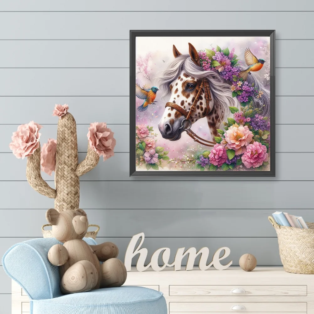 Diamond Painting - Full Round Drill - Flower Horse(Canvas|40*40cm)