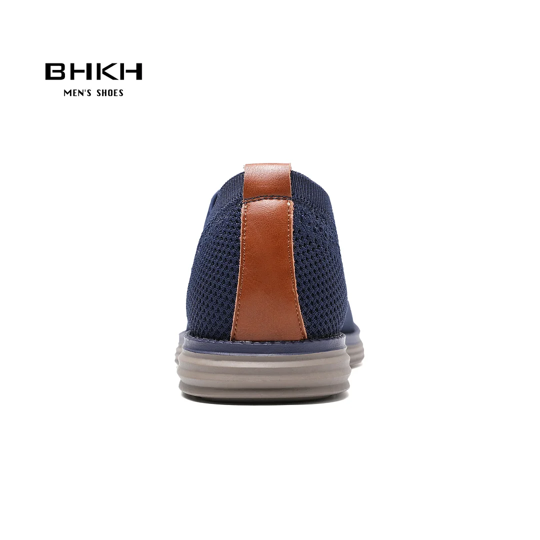 BHKH 2022 Breathable Knitted Mesh Casual Shoes Lightweight Smart Casual Shoes Office Work Footwear Men Shoes