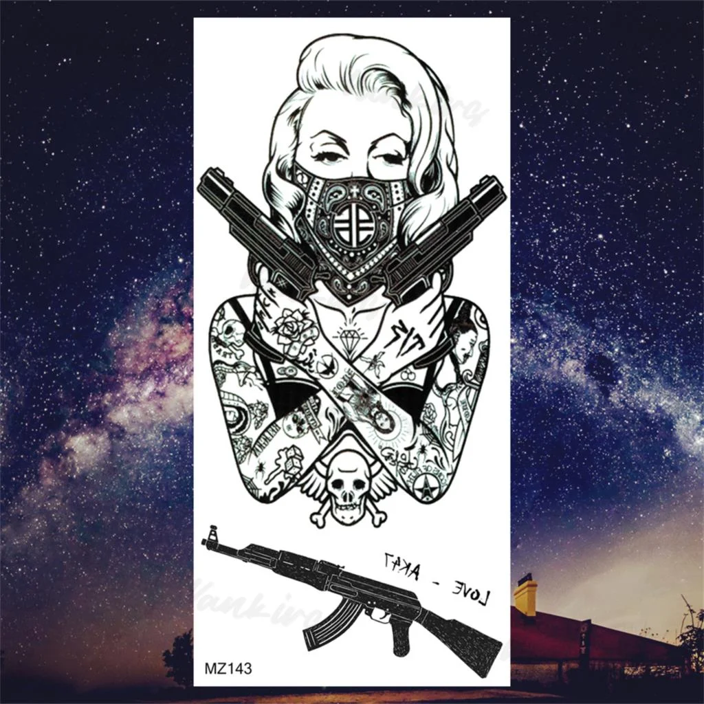 Sdrawing Lion Knight Temporary Tattoos For Men Adults Realistic Tiger Skeleton Fake Tattoo Sticker Arm Water Transfer Tatoos 3D