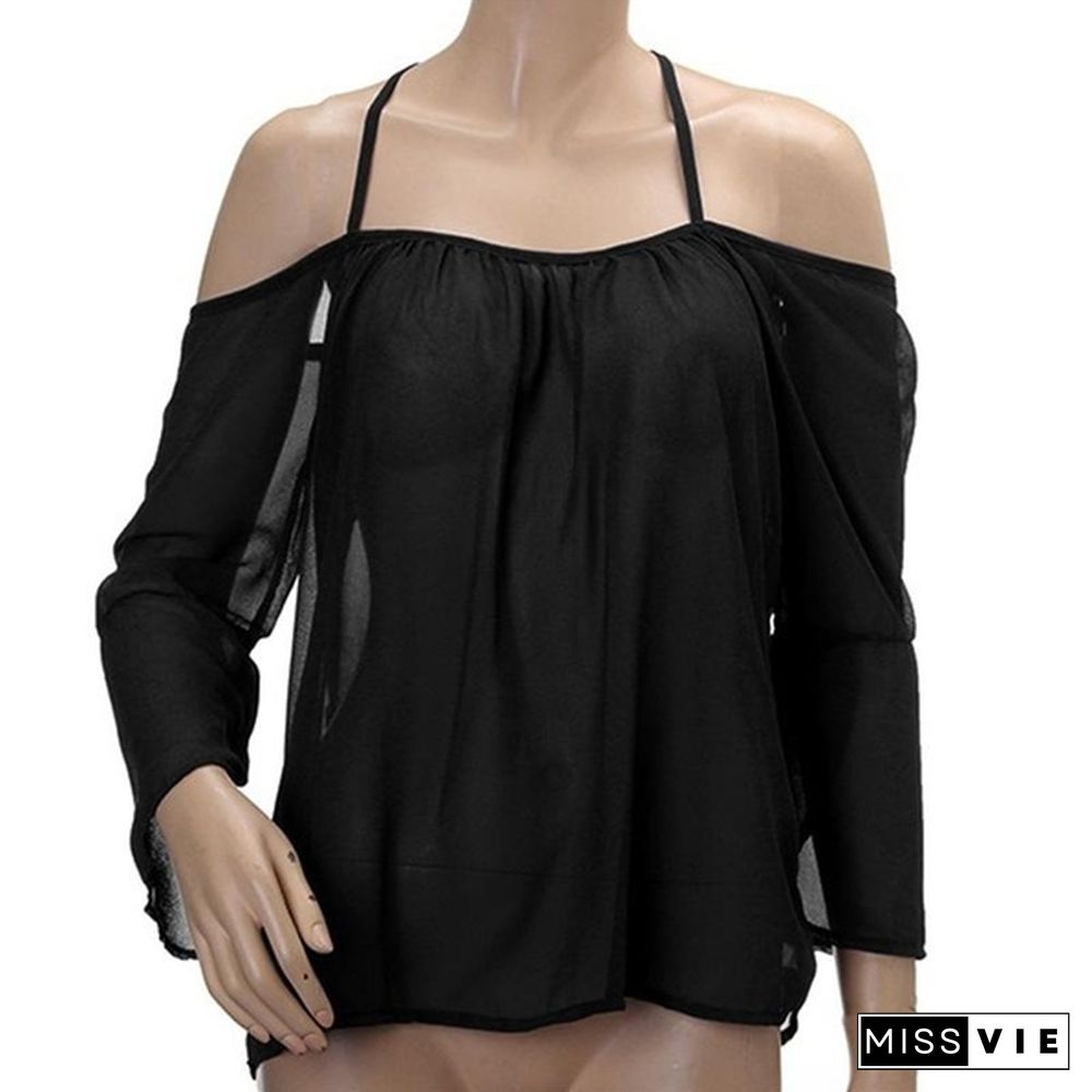 Women Summer Loose Casual Off-shoulder Chiffon Sleeveless Vest Shirt Tops Blouse