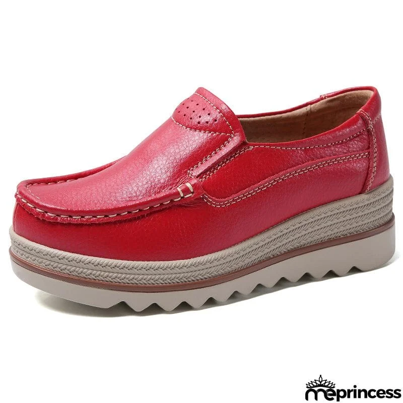 Korean Style Breathable Leather Non-Slip Elegance Women Loafers