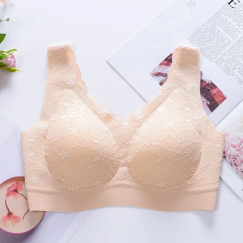 Latex Bra Women Underwear Seamless Bras Sexy Push Up Brassiere Gathers Pad Wireless Intimates Lingerie Lace Beauty Back Bralette