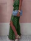 Bohemia V Neck Split-front Dot Maxi Dress