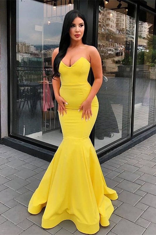 Bellasprom Yellow Mermaid Prom Dress Long On Sale Sweetheart