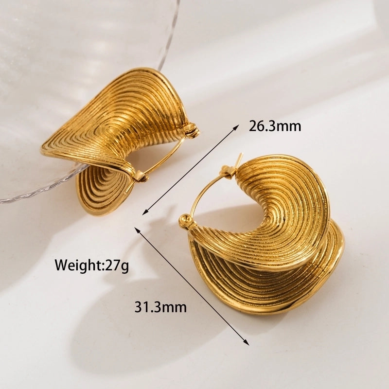 1 Pair Vintage Style Exaggerated Solid Color 304 Stainless Steel 18K Gold Plated Earrings2