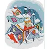 >SALE<Full Embroidery Cotton Thread 14CT Printed Snow on the Roof Cross Stitch 39x46cm