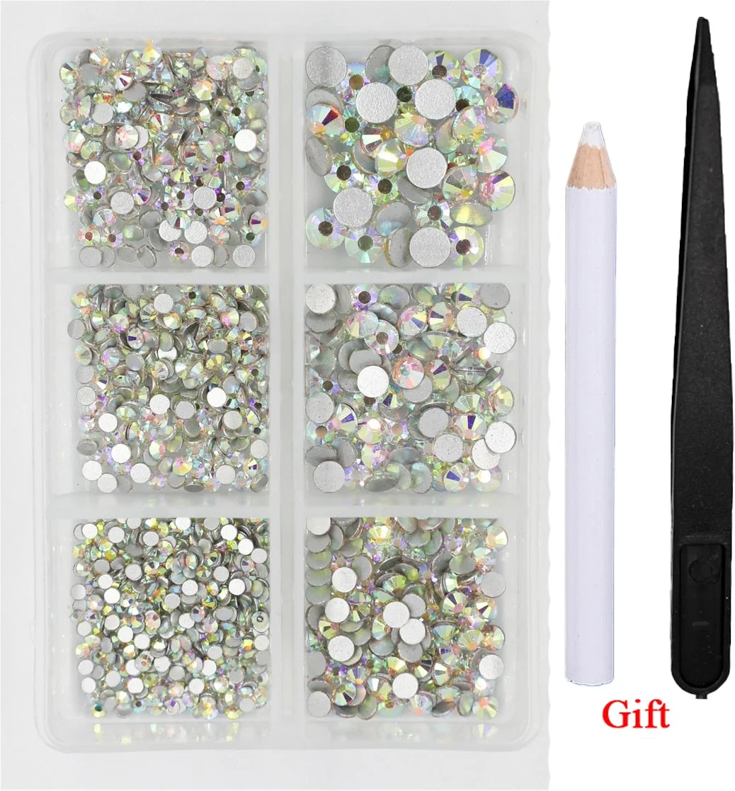 40 Colors 1200pcs Mix size hotfix nail art Rhinestone Crystal SS6-SS30 Glass Strass Non Hot fix Rhinestones Decoretion
