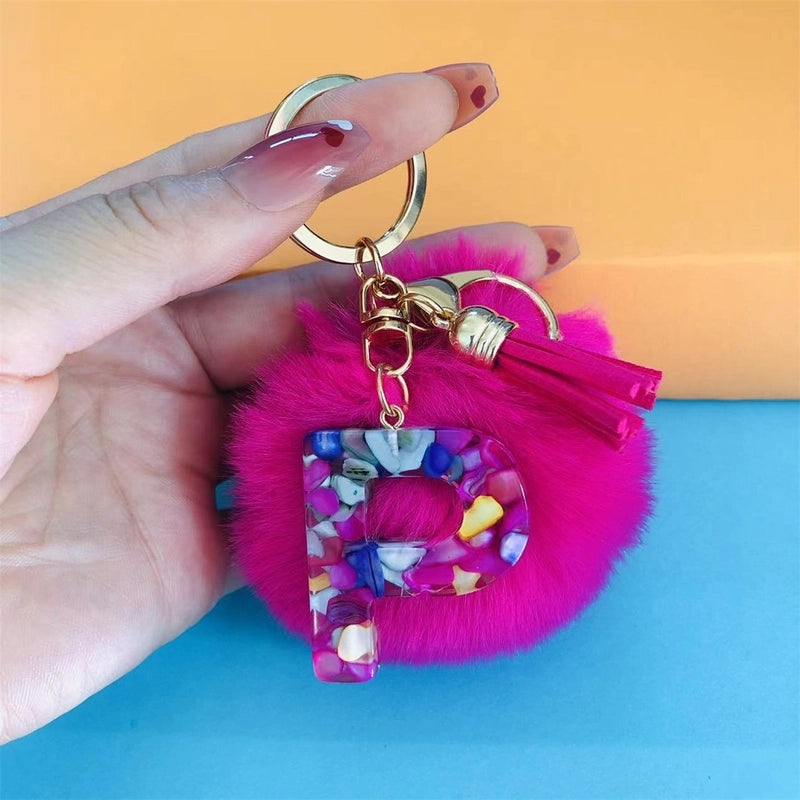 Minimalist Commute Letter Hairball Resin Unisex Bag Pendant Keychain