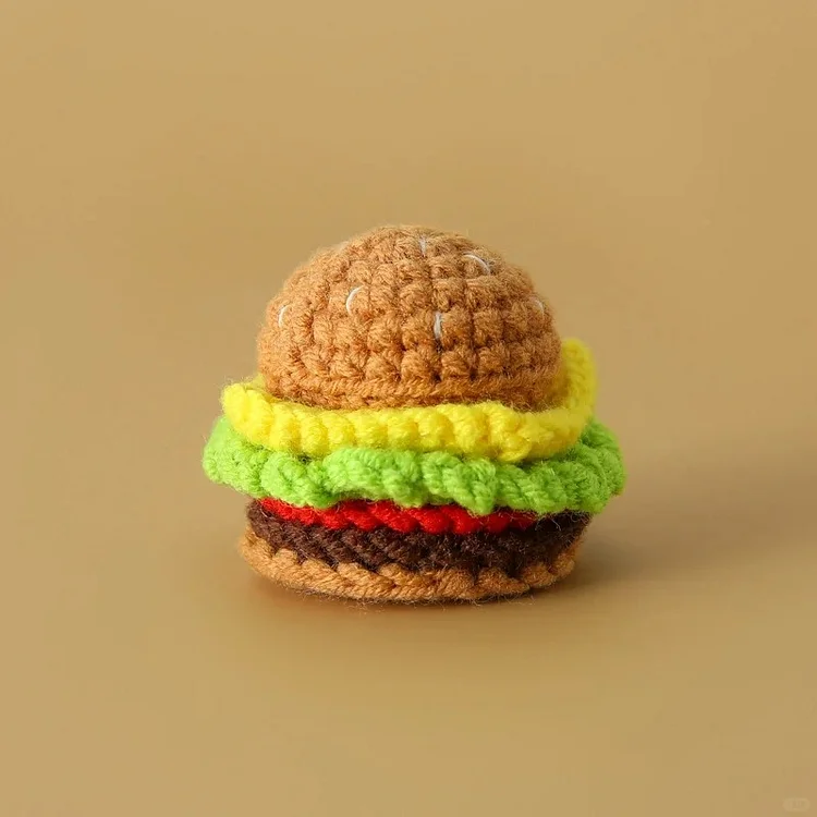  Lulusnow Handmade  Crochet Burger, Cheeseburger, Fast Food, Play Food, French Fries, Crochet Food, Crochet Fries Crochet Fast Foodie Combo Meal Keychain Pendant 