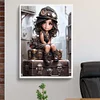 (US Only)Paint By Numbers Kit On Canvas DIY Oil Art Girl on The Suitcase Picture 50x70cm