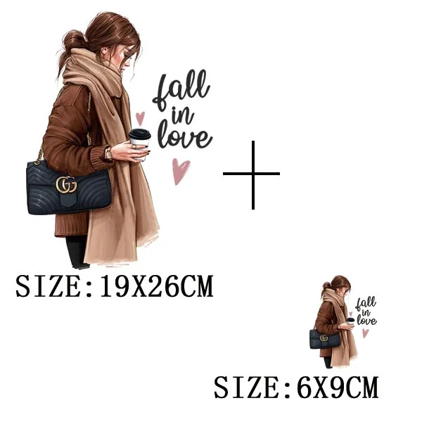 Fashion Girls Thermal Sticker On T-shirt DIY A-levels Iron On Transfer For Clothing Pretty Lady On Woman Clothes Patch Appliqued